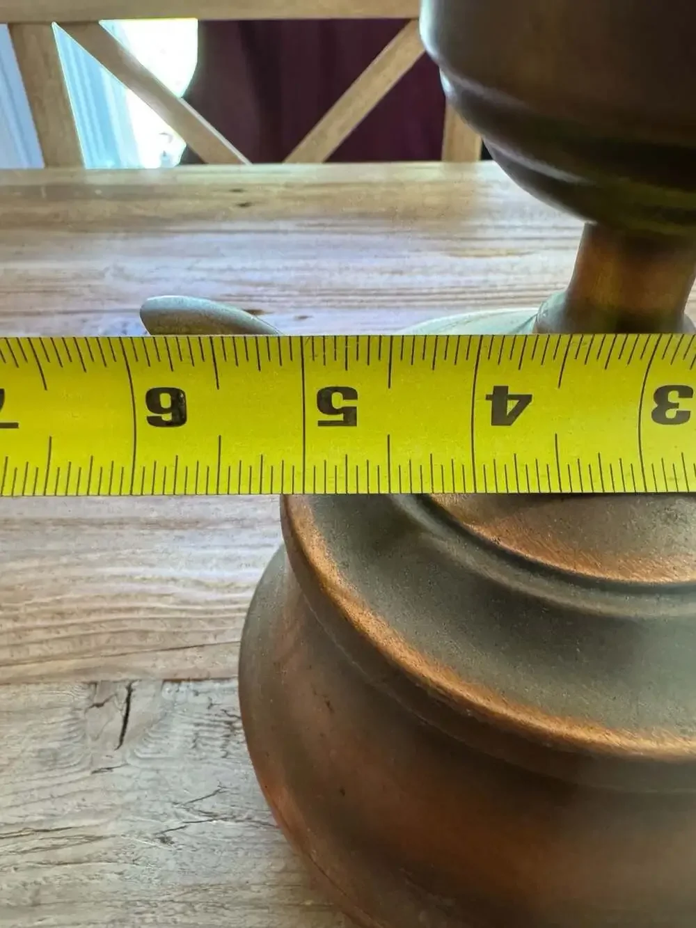 Vintage Copper Base Electric Oil Style Table Lamp with Glass Chimney